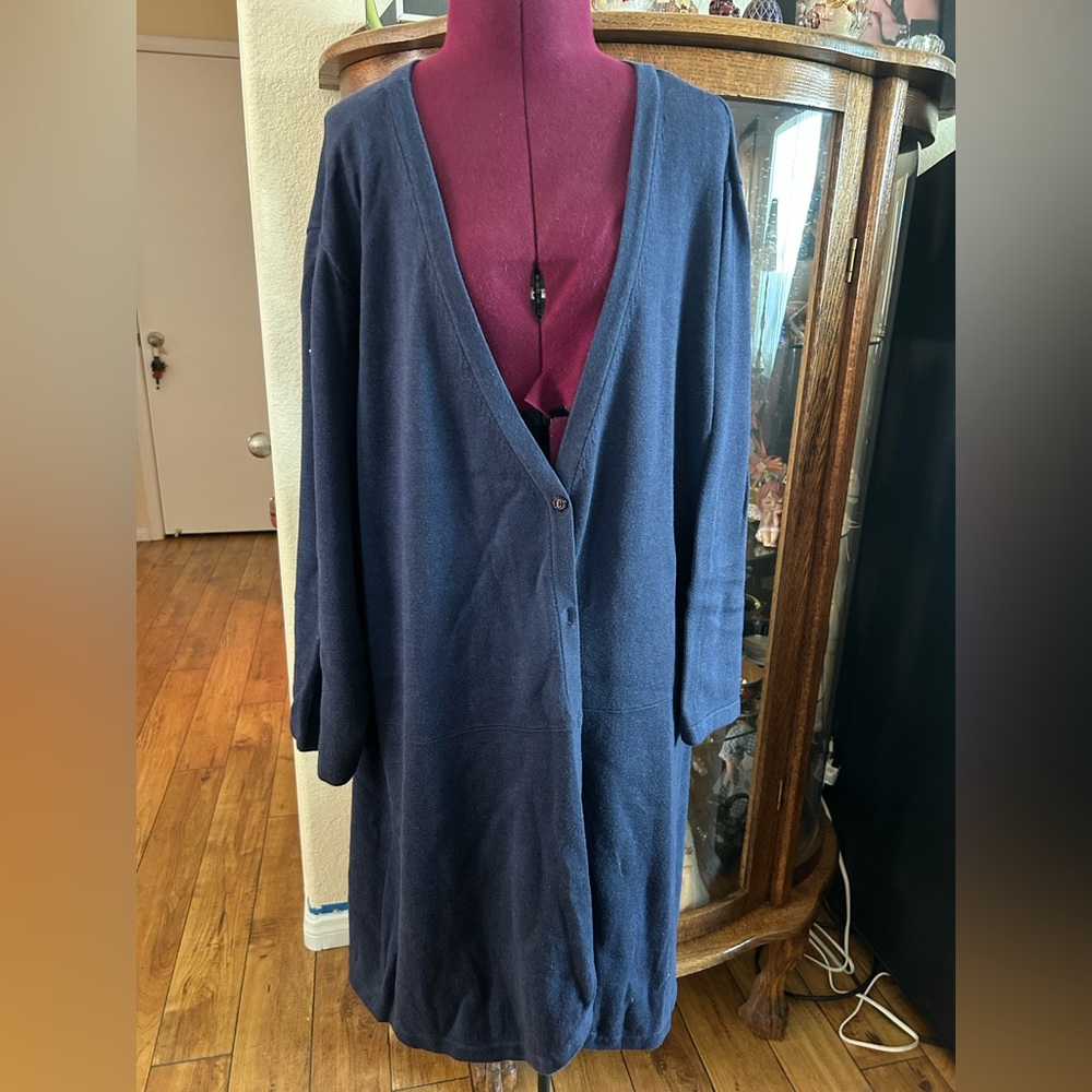 Isaac Mizrahi Live Navy Blue Long Cardigan - image 2